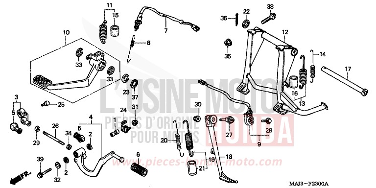 PEDAL/STAND for Pan-European ABS MUTE BLACK METALLIC (NH359) from 1997